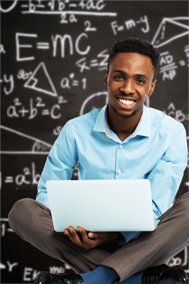 This is an image of a student with a laptop illustrating that instruction will be online This is an image of a student with a laptop illustrating that instruction will be online